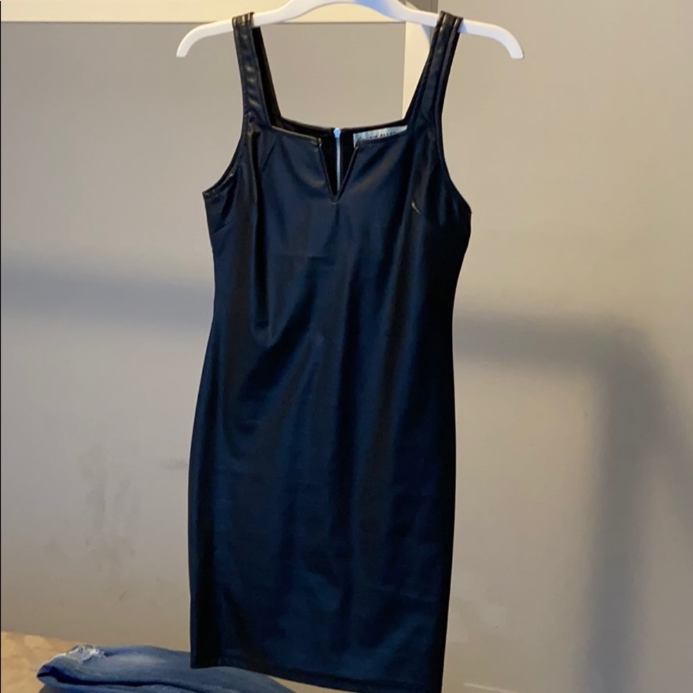 mini black leather dress